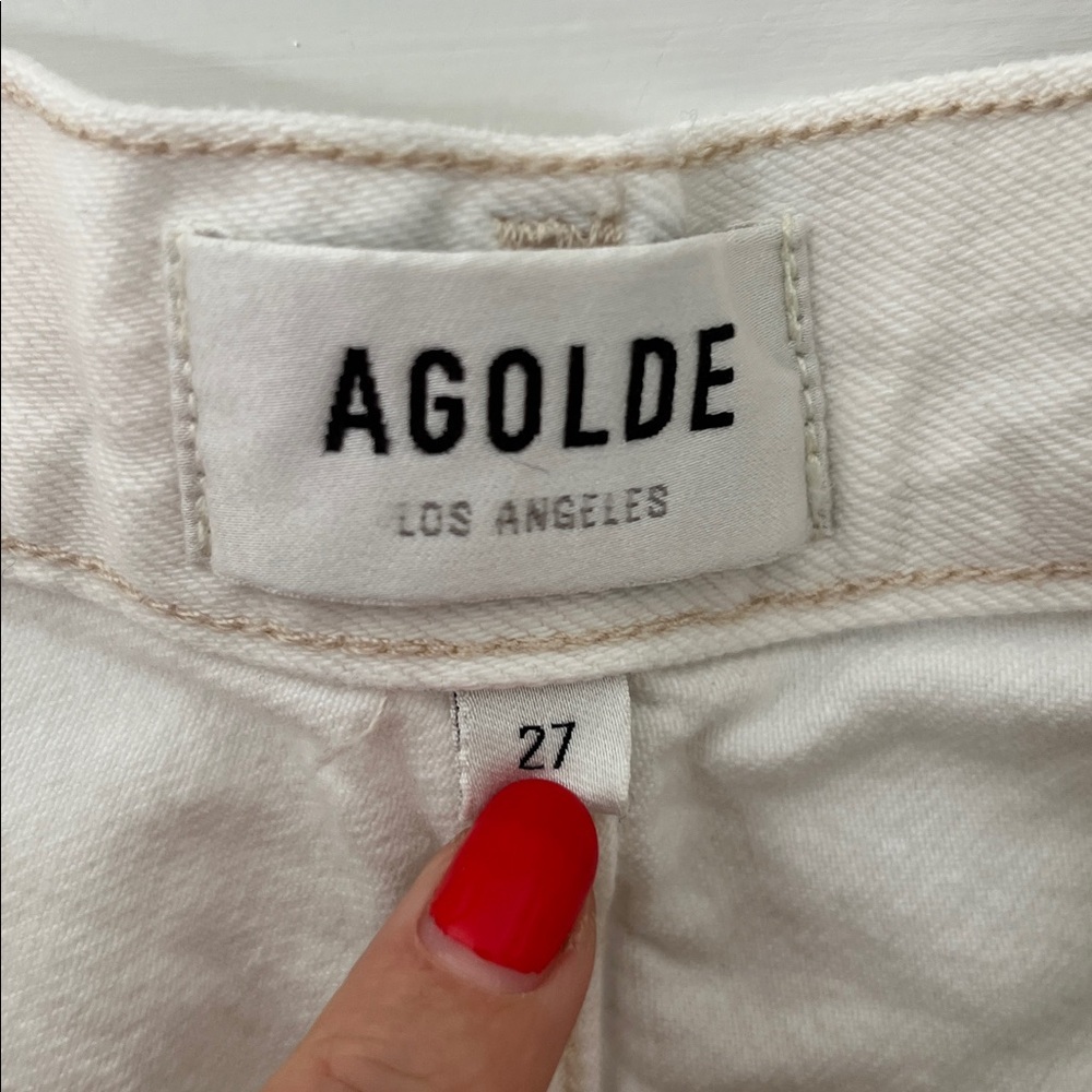 Agolde Riley White Distressed High Rise Straight Cropped Jeans 28 NWT - Picture 4 of 6